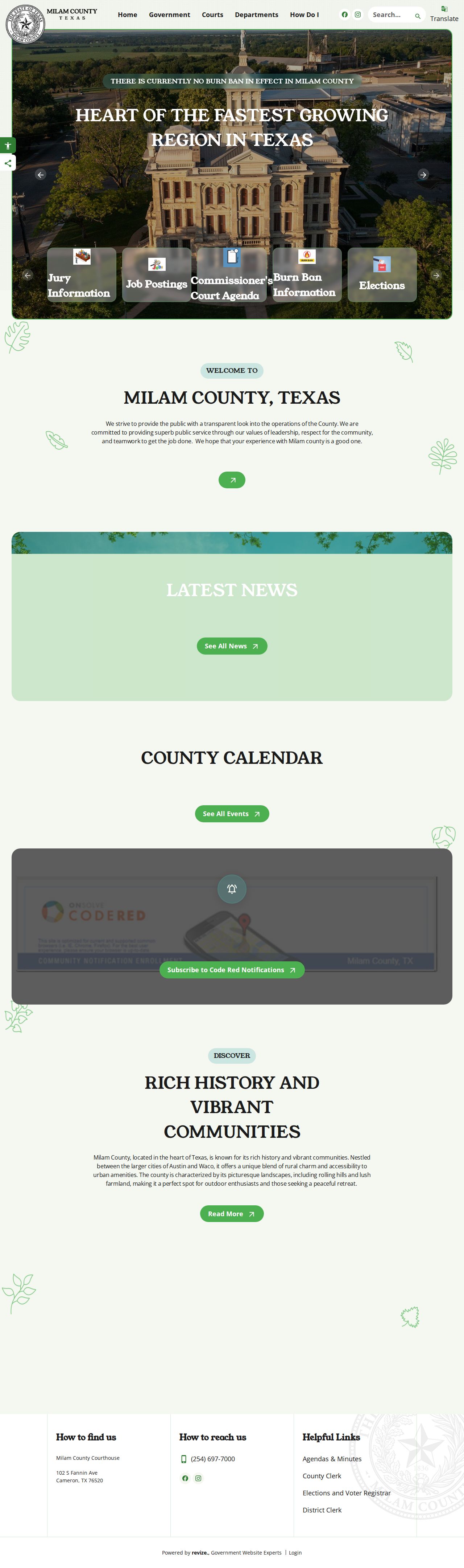 Milam District Clerk criminal court and online search information